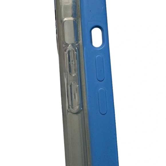 iPhone 13 Pro Cases - Blue silicone case and clear case with floral pattern - Picture 3 of 4